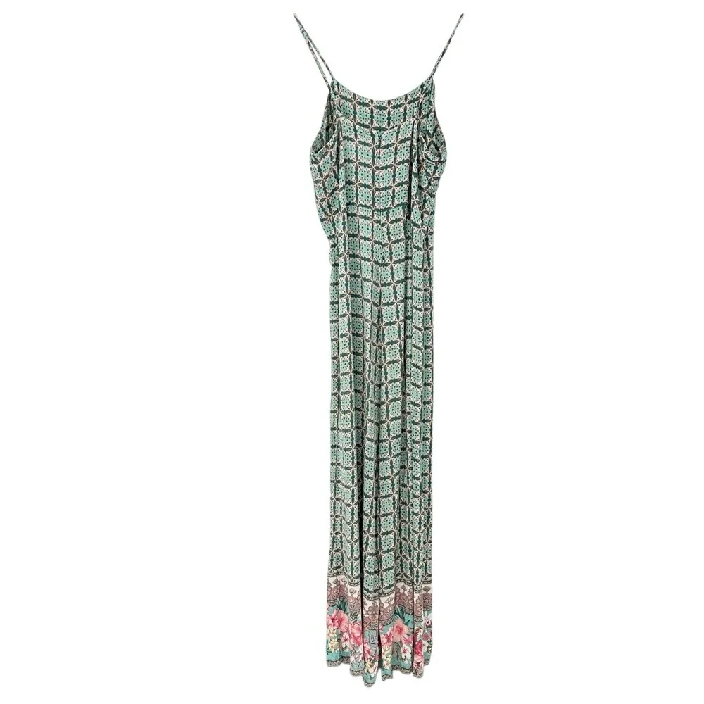 Farm Rio Honolulu Jumpsuit Size Small Green Floral Motif‎ Coastal Boho Global